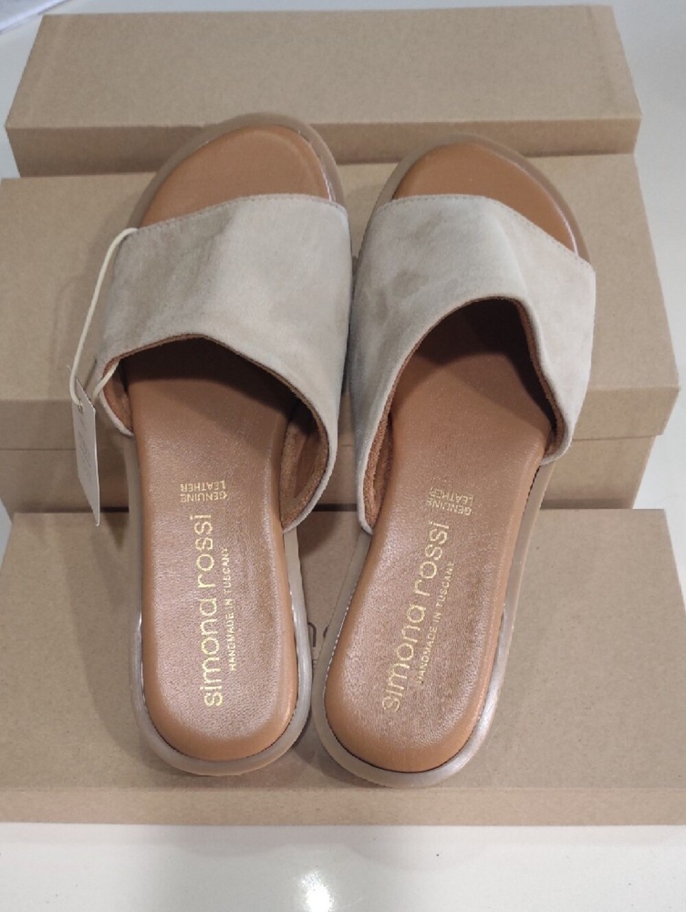 Marshalls Beige Suede Slide Mules - Picture 2 of 5